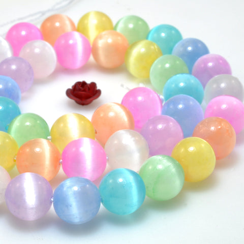 Rainbow Selenite Calcite Multicolor stone smooth round loose beads wholesale gemstone for jewelry making bracelets necklace DIY