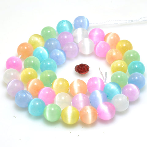 Rainbow Selenite Calcite Multicolor stone smooth round loose beads wholesale gemstone for jewelry making bracelets necklace DIY