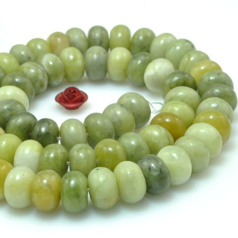 Natural Green Jade smooth rondelle beads wholesale loose gemstone for jewelry making DIY bracelets necklaces