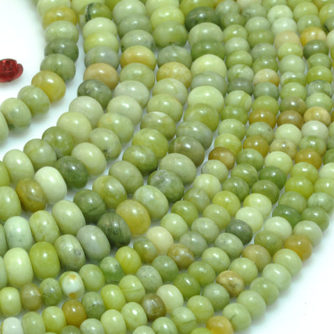 Natural Green Jade smooth rondelle beads wholesale loose gemstone for jewelry making DIY bracelets necklaces