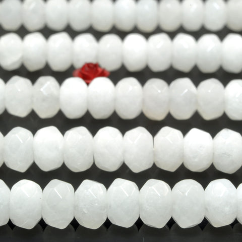 Natural White Jade faceted rondelle beads wholesale gemstone for jewelry making bracelet necklace DIY