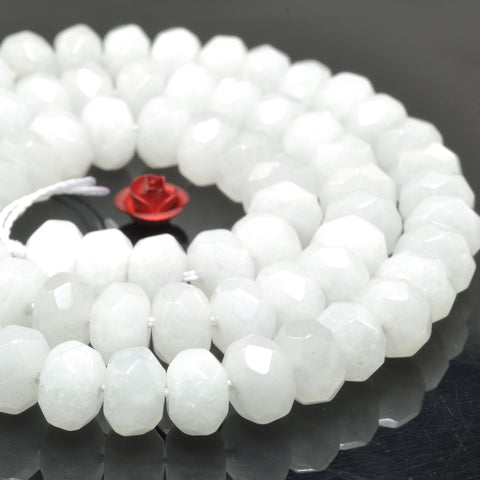 Natural White Jade faceted rondelle beads wholesale gemstone for jewelry making bracelet necklace DIY