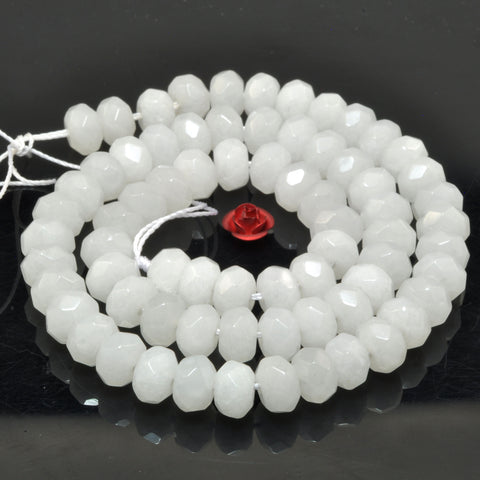 Natural White Jade faceted rondelle beads wholesale gemstone for jewelry making bracelet necklace DIY