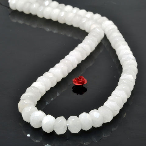 Natural White Jade faceted rondelle beads wholesale gemstone for jewelry making bracelet necklace DIY