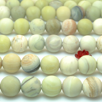 Natural Butter Jade matte round loose beads green gemstone wholesale jewelry making 15"