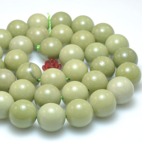 Natural Alashan Jasper Matcha Green smooth round loose beads wholesale gemstone for jewelry making bracelet DIY