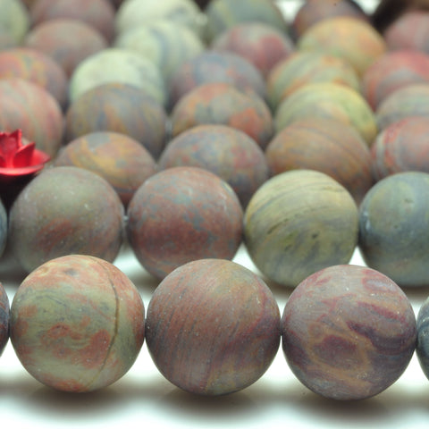 Rainbow Jasper natural stone matte loose round beads wholesale gemstone 15'' full strand