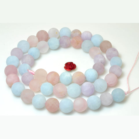 YesBeads natural Multicolour Mix Chalcedony matte round beads gemstone 15''