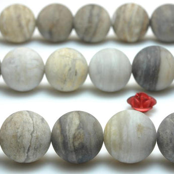 Natural Gray Silver Leaf Jasper matte round beads gemstone wholesale jewelry making bracelet necklace diy