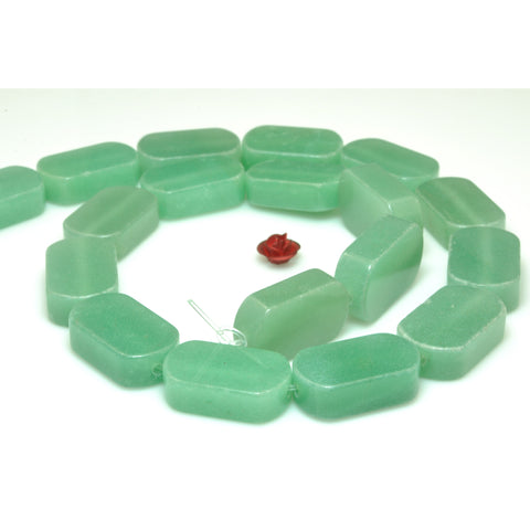 YesBeads Natural Green Aventurine smooth flat rectangle beads wholesale gemstone jewelry 15"