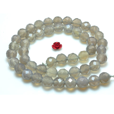 YesBeads Natural Gray Agate faceted round loose beads wholesale gemstone jewelry making 15"