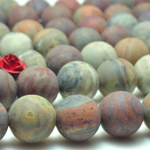 Rainbow Jasper natural stone matte loose round beads wholesale gemstone 15'' full strand