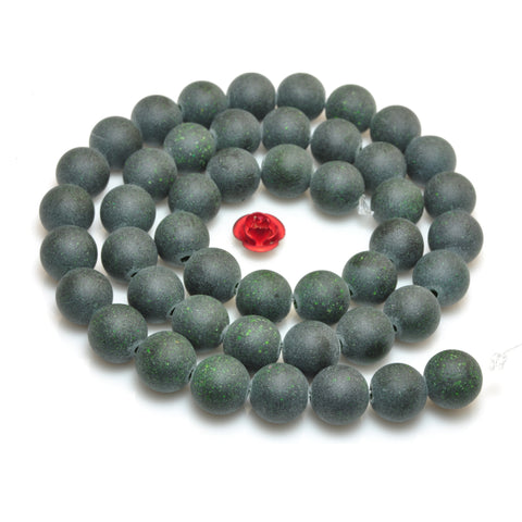 YesBeads Green Sandstone goldstone matte round beads wholesale gemstone jewelry 15"