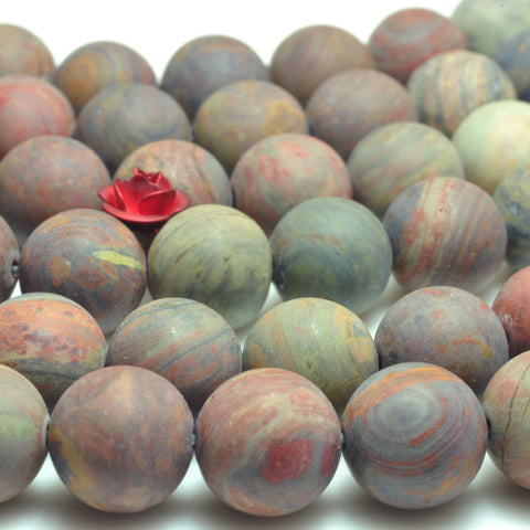 Rainbow Jasper natural stone matte loose round beads wholesale gemstone 15'' full strand