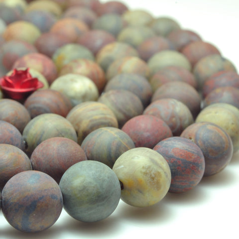 Rainbow Jasper natural stone matte loose round beads wholesale gemstone 15'' full strand