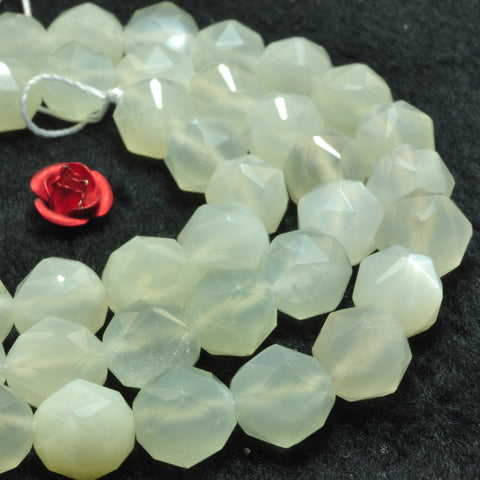 Natural white moonstone diamond cut loose beads wholesale gemstone jewelry making bracelet diy stuff