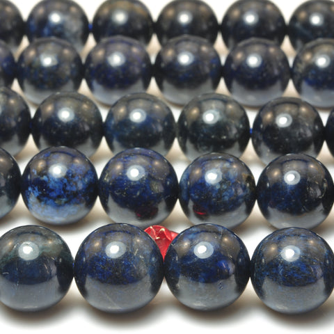 YesBeads natural dark blue Dumortierite gemstone smooth round loose beads wholesale for jewelry making DIY bracelets neckalce