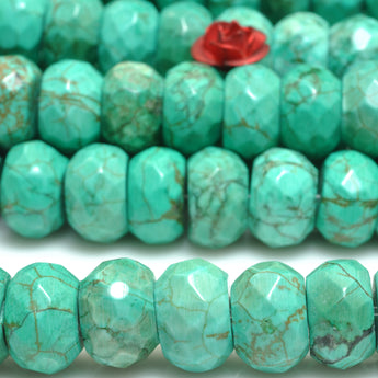 YesBeads Green Turquoise faceted rondelle loose beads gemstone wholesale jewelry making 15''