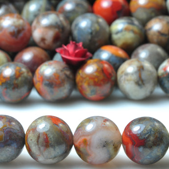 YesBeads Natural Morocco Lace Agate smooth round loose beads wholesale gemstone jewelry making 15"