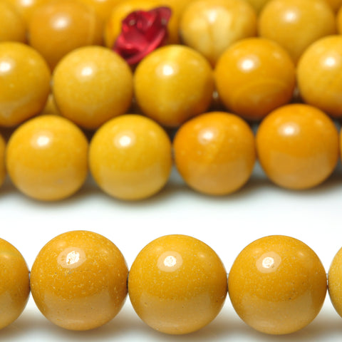 YesBeads Natural Yellow Mookaite smooth round beads gemstone 8mm 10mm 15"