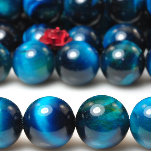 YesBeads Blue Tiger Eye stone smooth round loose beads tiger's eye gemstone wholesale jewelry 15"