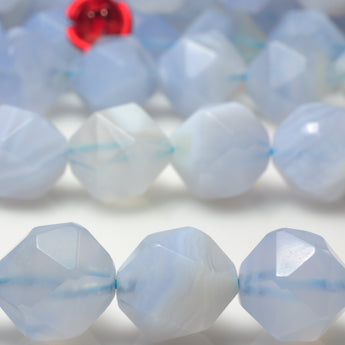 Natural Blue Lace Agate gemstone star cut faceted nugget beads wholesale gemstone jewelry making bracelect necklace diy