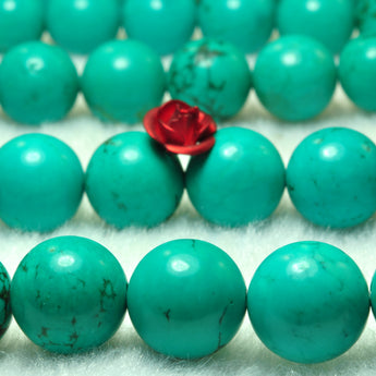 YesBeads Green Turquoise smooth round beads gemstone 8mm 10mm 15"