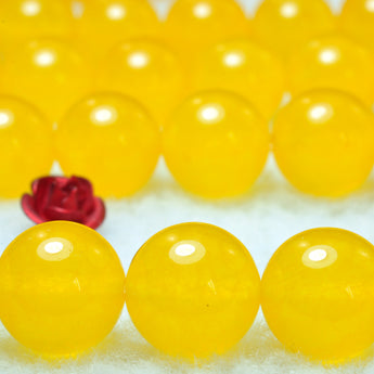 YesBeads Yellow Jade smooth round loose beads wholesale gemstone jewelry 15"