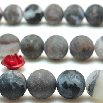 YesBeads natural black white Zebra Agate matte round loose beads gemstone wholesale jewelry making 15"