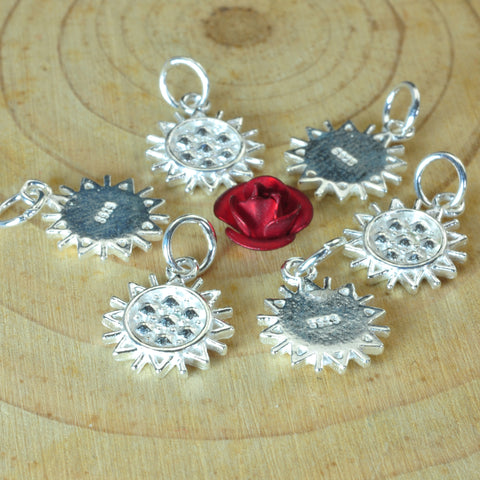 YesBeads 925 sterling silver Sunflower flower charms pendant beads whoelsale earring jewelry findings