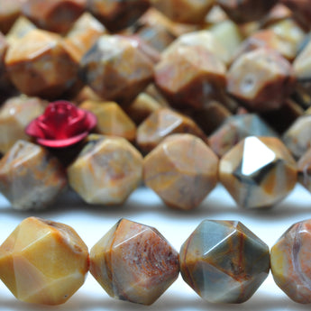 YesBeads Natural Venus Jasper star cut faceted nugget beads gemstone 8mm 15"