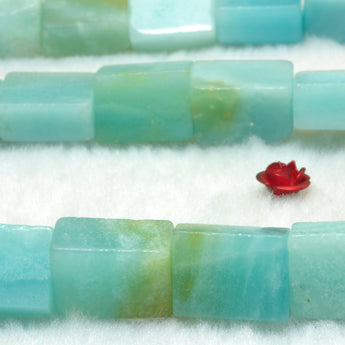 YesBeads natural green Amazonite gemstone smooth rectangle beads 11x15mm