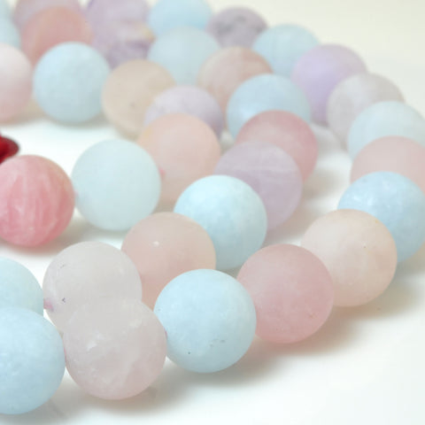 YesBeads natural Multicolour Mix Chalcedony matte round beads gemstone 15''