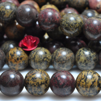 YesBeads Natural Artistic Jasper smooth round beads grass flower gemstone wholesale jewelry making