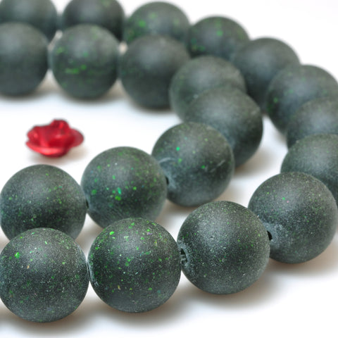 YesBeads Green Sandstone goldstone matte round beads wholesale gemstone jewelry 15"