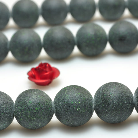 YesBeads Green Sandstone goldstone matte round beads wholesale gemstone jewelry 15"