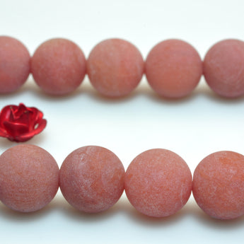 YesBeads Natural South Red Agate matte round beads gemstone wholesale jewelry making 15"