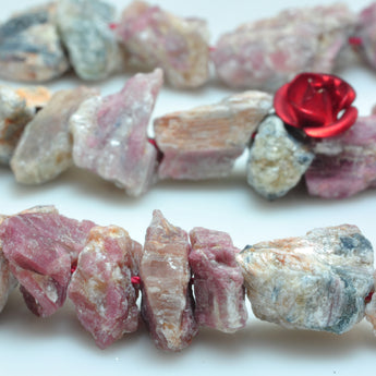 YesBeads natural pink Tourmaline raw gemstone rough nugget chip beads 8-14mm 15"