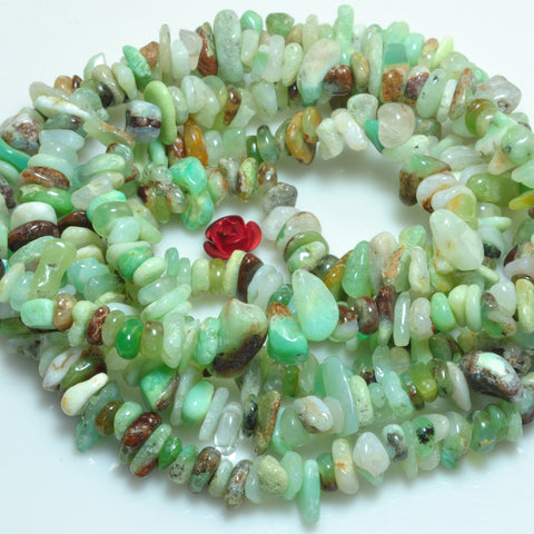 YesBeads natural chrysoprase smooth chip beads Australian jade gemstone 5-9mm 35"