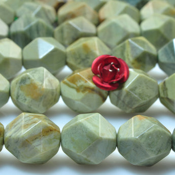 Natural green Silver Leaf Jasper star cut faceted nugget beads genstone wholesale jewelry making bracelet necklace diy