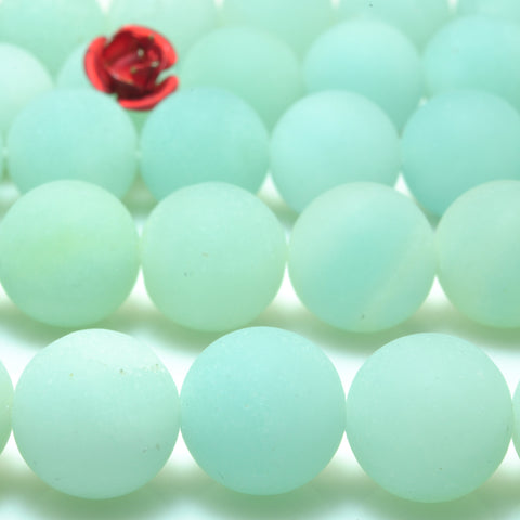 YesBeads natural Amazonite matte loose round beads wholesale gemstone jewelry 15"