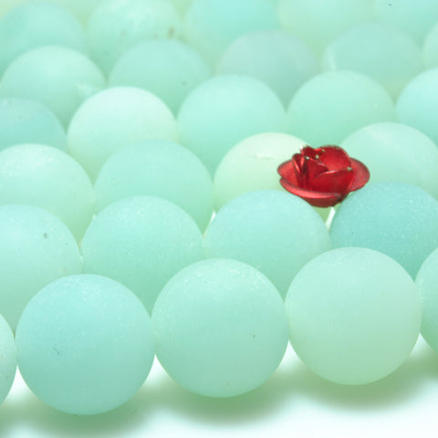 YesBeads natural Amazonite matte loose round beads wholesale gemstone jewelry 15"