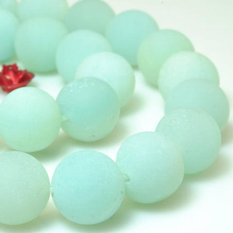 YesBeads natural Amazonite matte loose round beads wholesale gemstone jewelry 15"