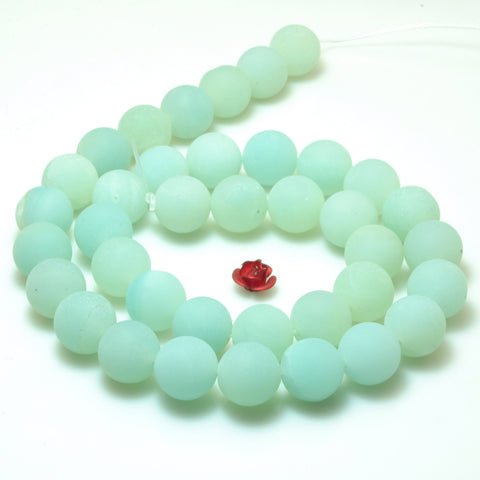 YesBeads natural Amazonite matte loose round beads wholesale gemstone jewelry 15"