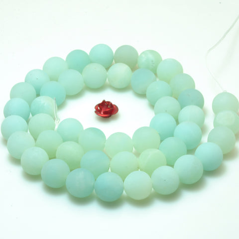 YesBeads natural Amazonite matte loose round beads wholesale gemstone jewelry 15"