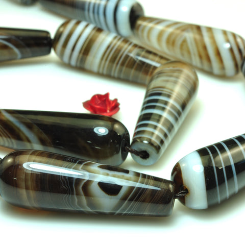 YesBeads Natural Brown Banded Agate smooth teardrop beads gemstone wholesale 15"