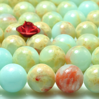 YesBeads Impression Jasper smooth round loose beads aqua terra jasper gemstone wholesale jewelry making 15"