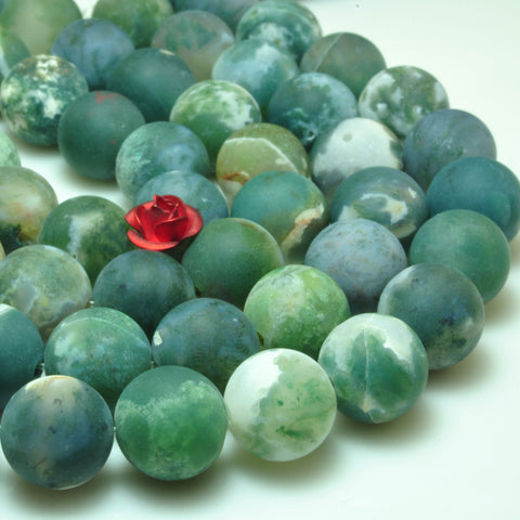 YesBeads Natural Tree Agate gemstone smooth round beads green stone wholesale jewelry making 15"