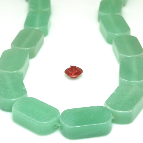 YesBeads Natural Green Aventurine smooth flat rectangle beads wholesale gemstone jewelry 15"