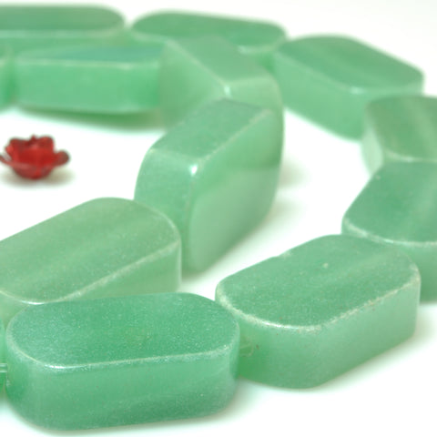 YesBeads Natural Green Aventurine smooth flat rectangle beads wholesale gemstone jewelry 15"